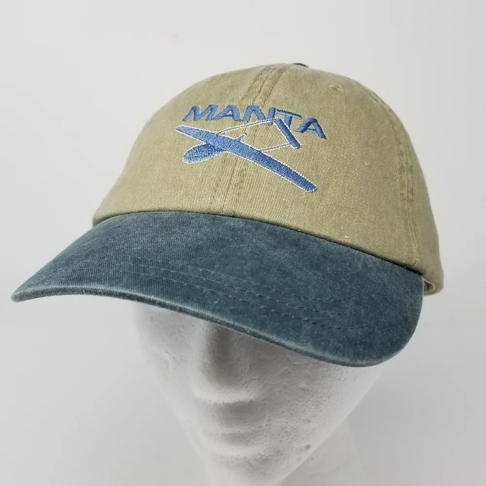 Manta Strap Back Adams Embroidered Plane Baseball Cap Hat Two Tone Olive Green